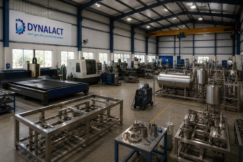 Dynalact manufacturing floor with CNC machines and stainless fabrication